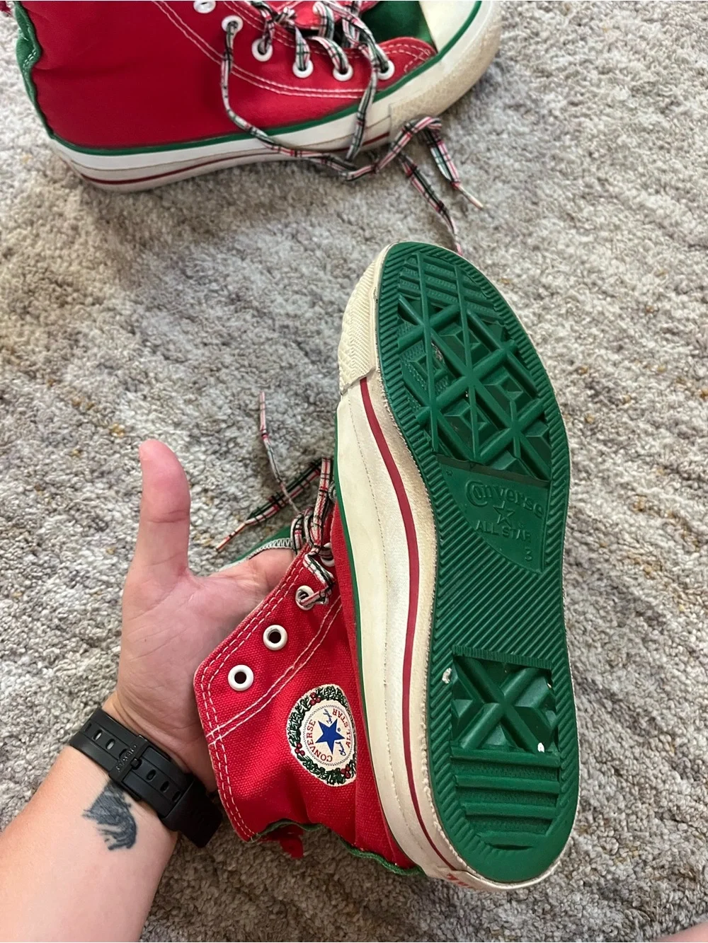 Converse Kids/ Woman size 3- High-Top Christmas Sneakers